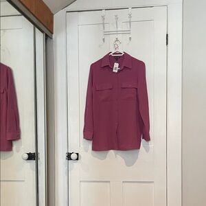 #43, Pink Button-Up Long Sleeve Blouse